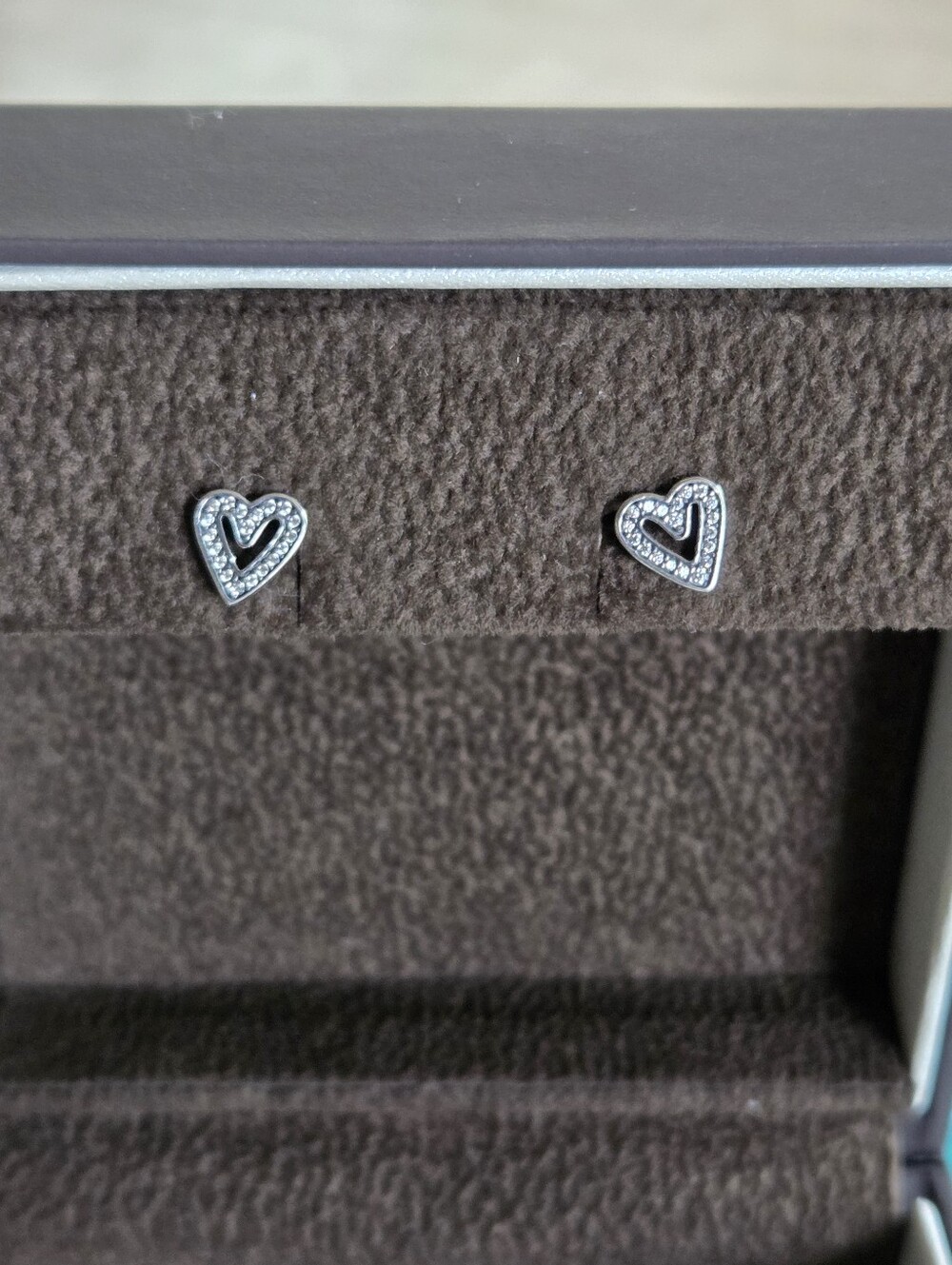 Pandora Sterling Sparkling Freehand Heart Stud Earrings with Clear Zirconia